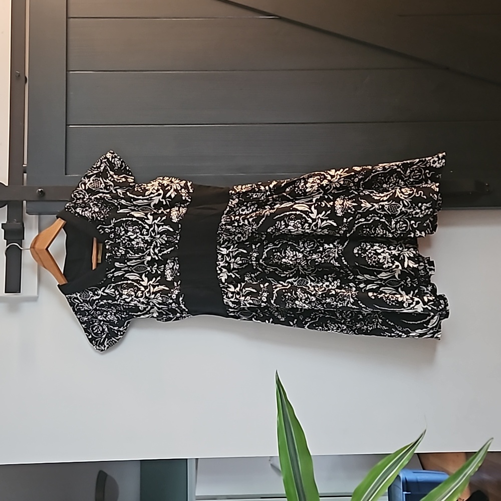 Empire Waist Black and White Pinapple Dress